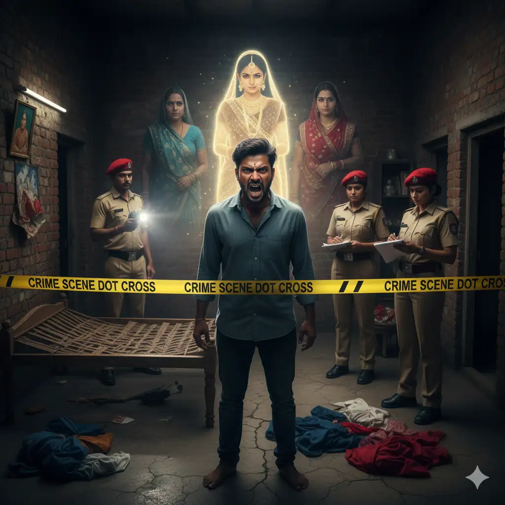 कर्नाटक के चित्रदुर्ग में पिता की हत्या के मामले का सांकेतिक चित्रण, आरोपी युवक की कुंठा और पारिवारिक विवाद का दृश्य।